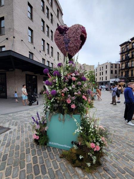 Floral Exhibit with a floral heart at the LEAF flower show