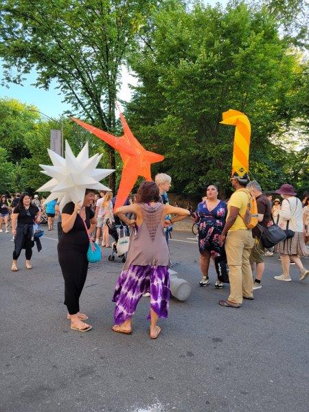 Costumed characters on Museum Mile