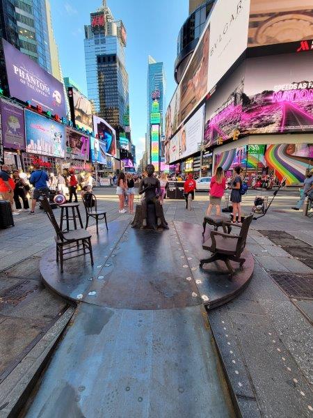 To Sit A While by Alison Saar honoring Lorraine Hansberry in Times Square