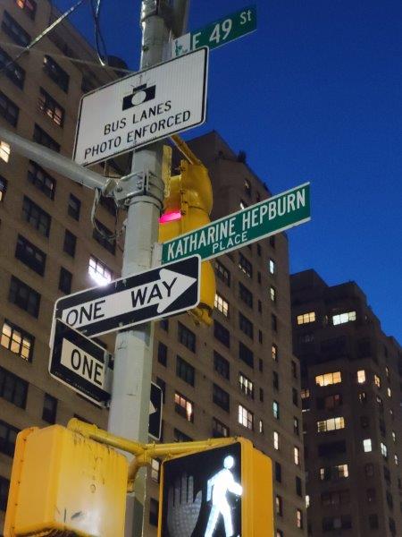 Honorary Sign for Katharine Hepburn Place in Midtown Manhattan, New York