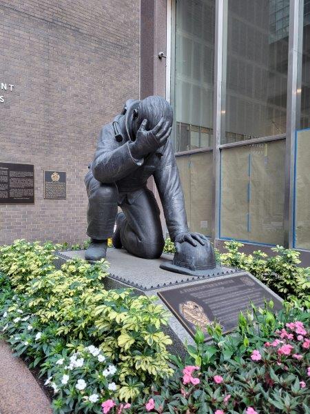 Kneeling Fireman statue in New York