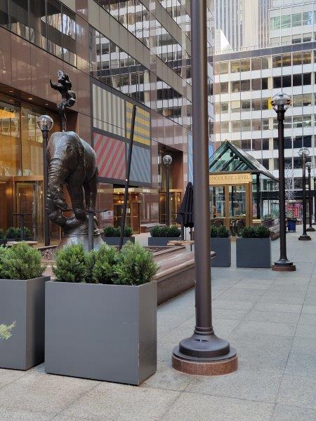 Art in the passageway with an elephant sculpture