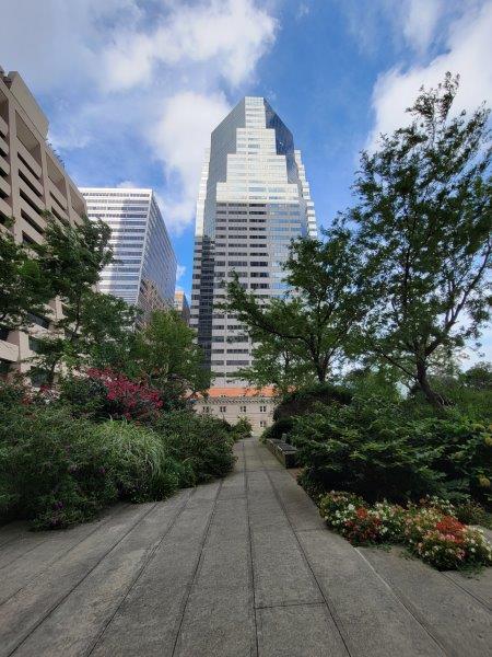 Secret garden surrounded by high rises