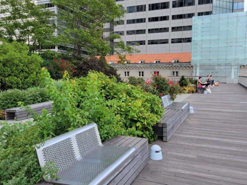 Seating facing the water