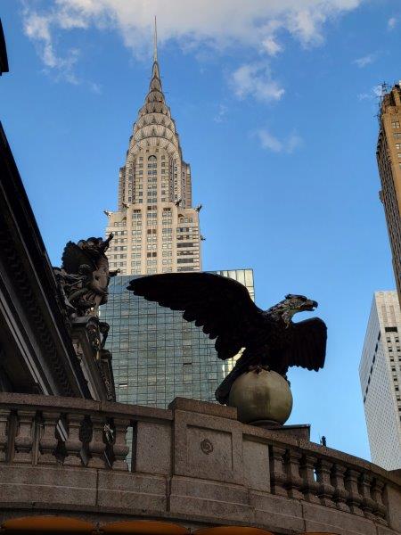 Grand Central Eagles with a backdrop of the Chrysler building