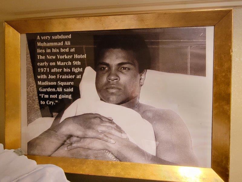 Picture of Muhammad Ali in his bed after his loss to Joe Frazier 