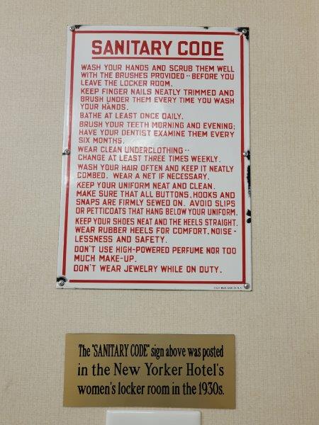 Sanitary Code Sign in a women's locker room in the 1930s 