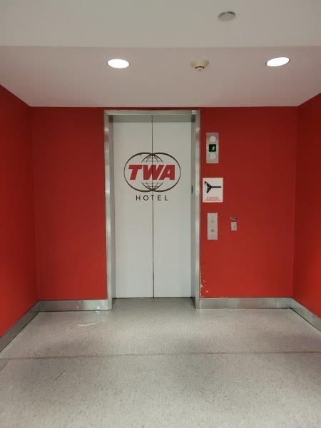 Elevator to TWA Hotel in Terminal 5 at John F Kennedy Airport in NYC