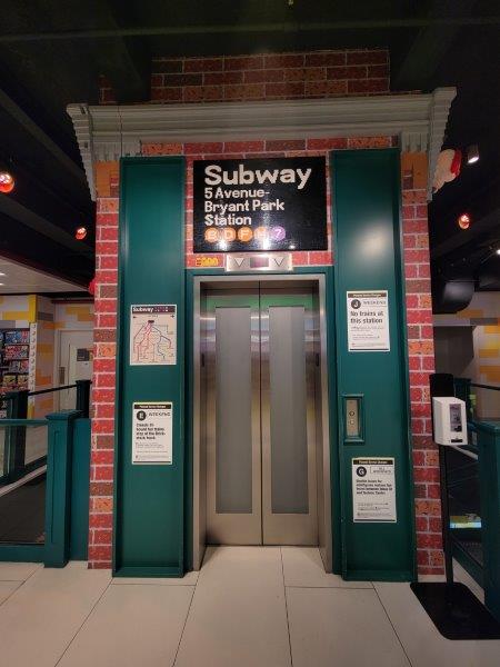 Bryant Park subway sign made of Lego