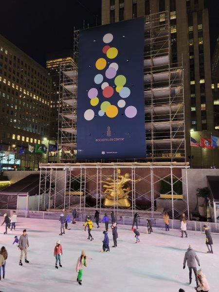 Tree being prepared with the lights