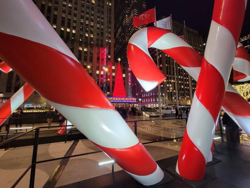 Radio City through the candy canes