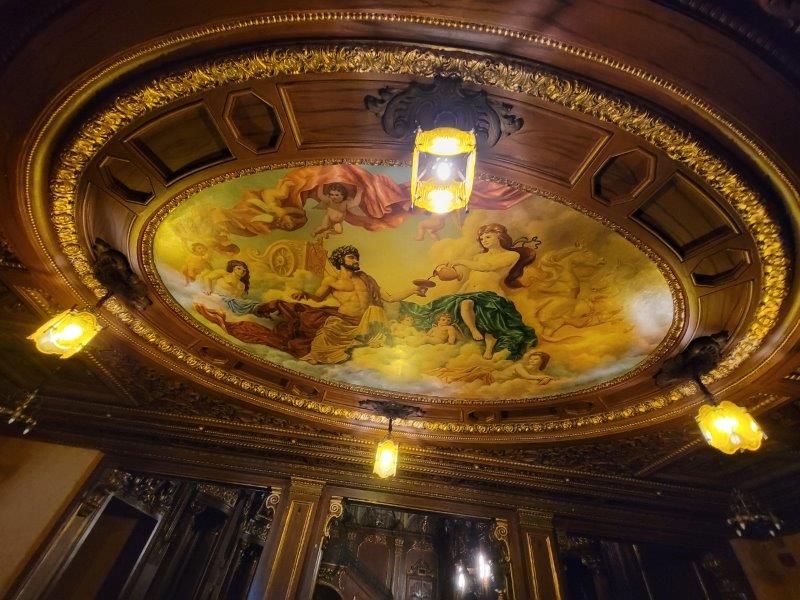 Painted ceiling in the lobby