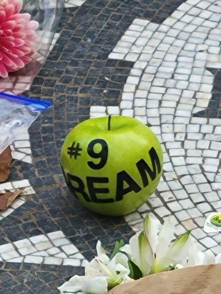 Green apple with #9 Dream as a tribute