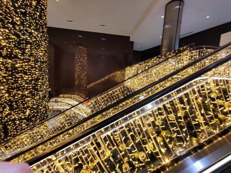 Escalators covered in lights