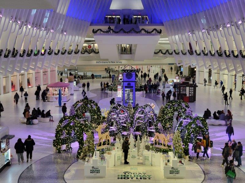 Christmas decorations at Occulus