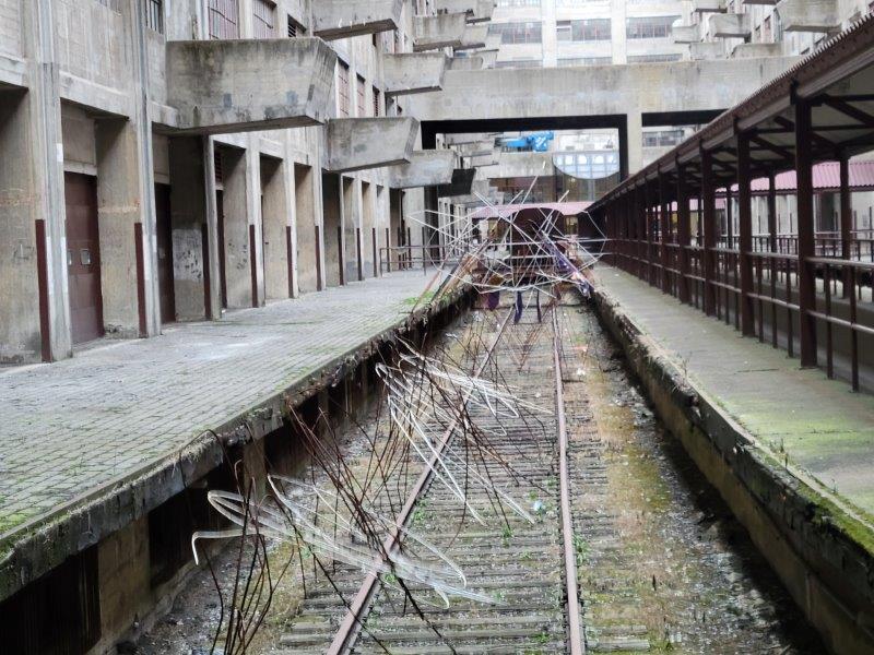 Art installation on the train tracks in Building B