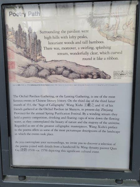 Sign depicting the Poetry Path inspired by the Orchid Pavilion Gathering