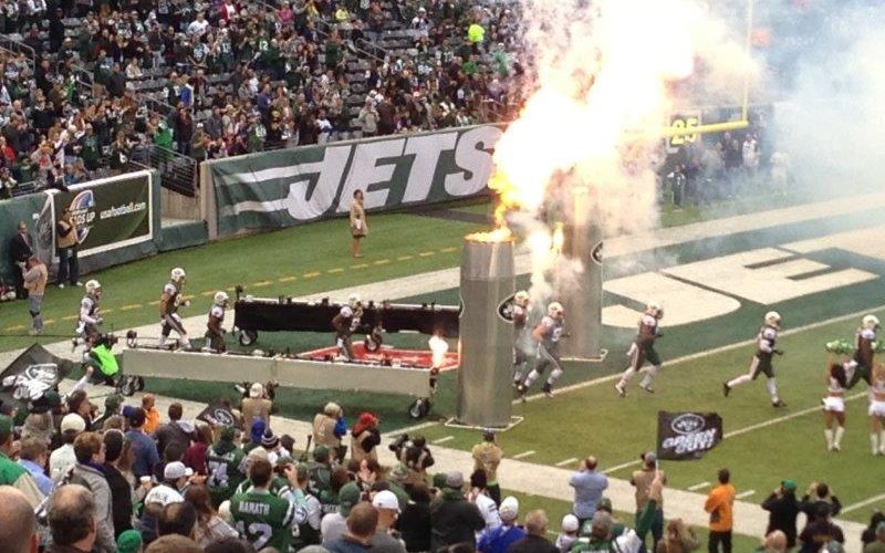 Jets team coming on to the field at the MetLife Stadium