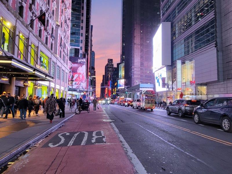 Bus lane on 42nd Street in NYC