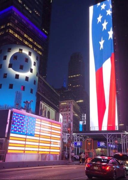 American flag on One Times Square at 42nd Street