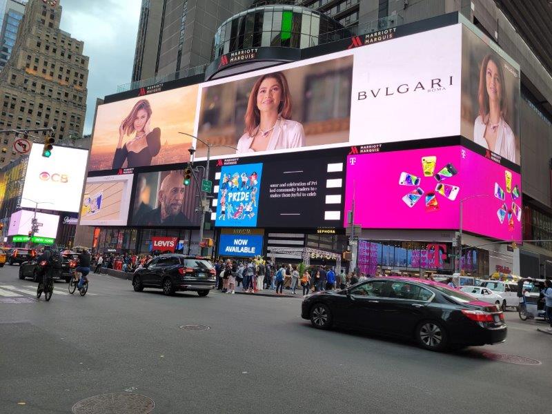 Zendaya in a Bulgari ad in Times Square