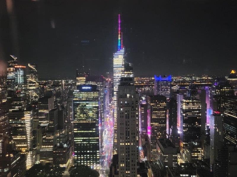 View down 42nd Street by night in New York New York New York