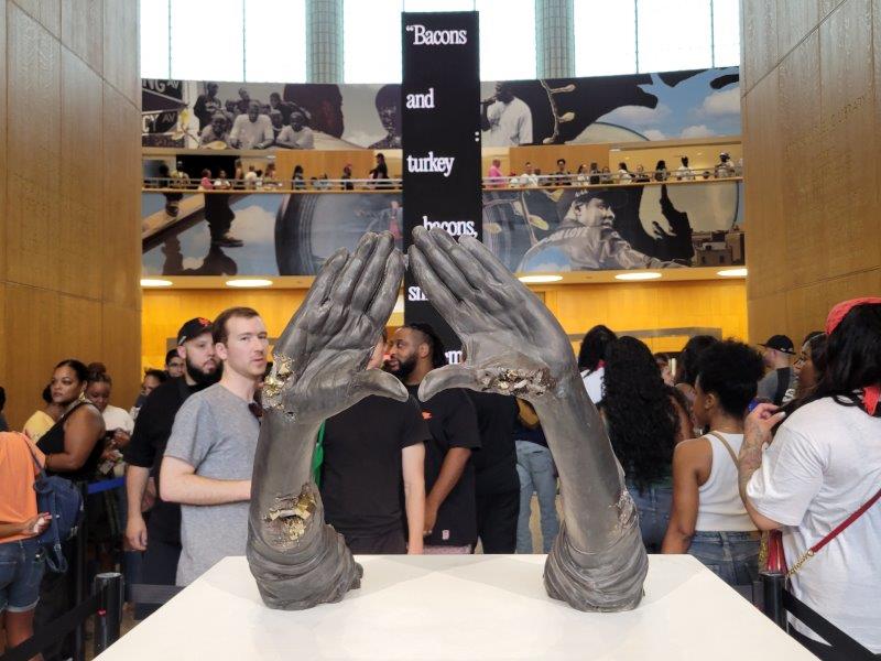 Sculpture of HOV’s hands created by Daniel Arsham