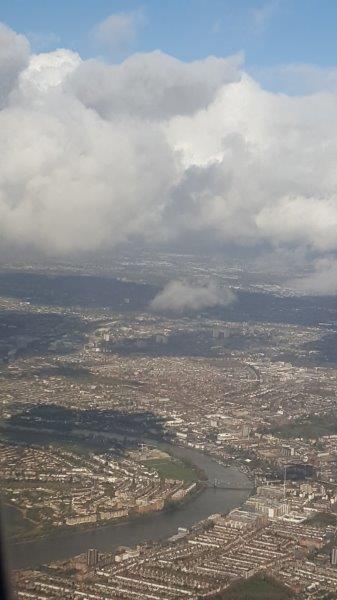 Aerial View of London while landing at Heathrow Airport