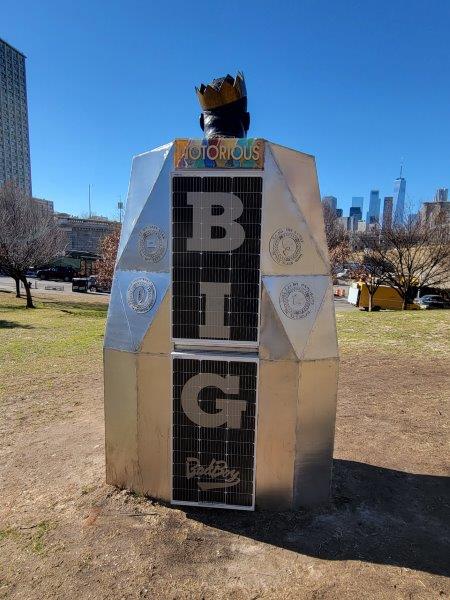 Back of Sculptural tribute to Notorious B.I.G. in DUMBO