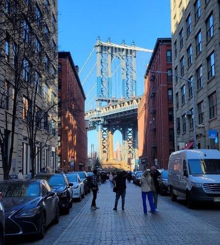 View of Brooklyn Bridge in DUMBO