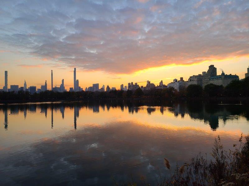 View of Manhattan skyline from the Central Park Reservoir