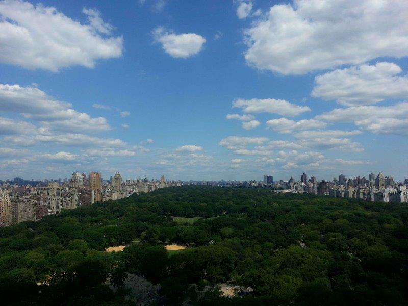 View of Central Park surrounded by skyscapers in Manhattan