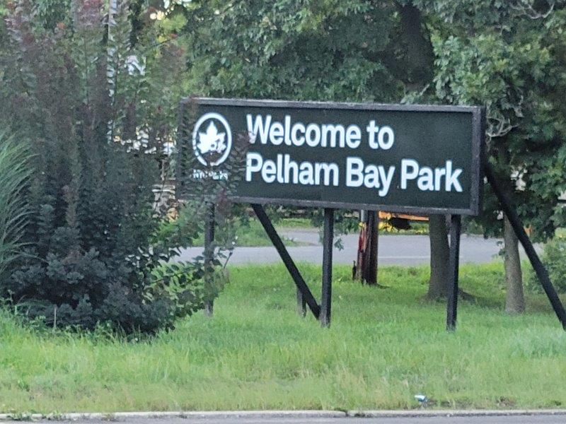 Sign saying Welcome to Pelham Bay Park in the Bronx