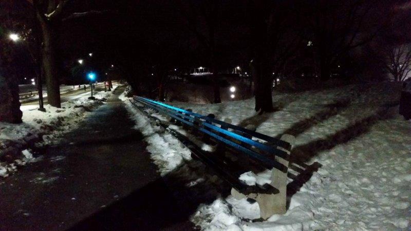 Is Central Park Safe? Picture of Central Park by night after a snowfall