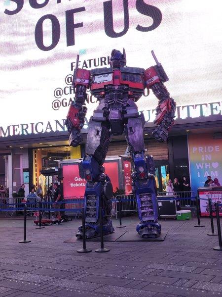 Larger than life Transformers characters in Times Square