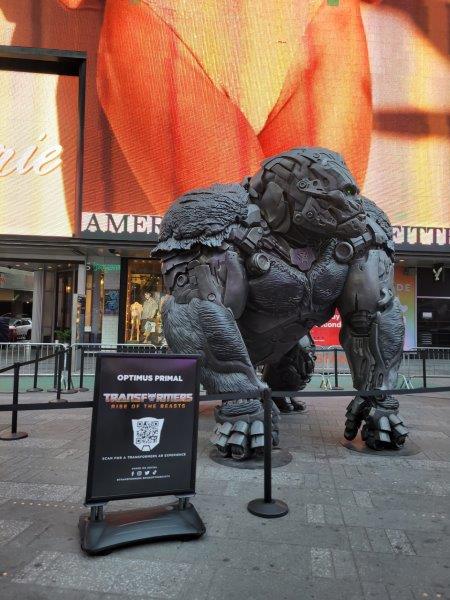 Larger than life Transformers characters in Times Square