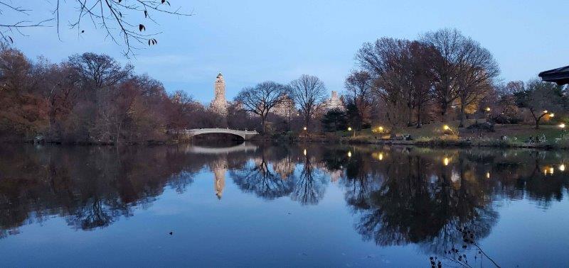 Bow Bridge in Central Park by dusk