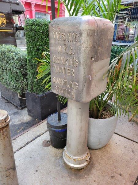 NYC Drinking Water Sampling Stations made of metal on the streets of New York
