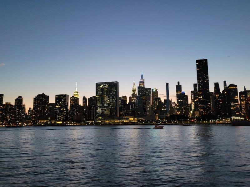 Manhattan skyline from Long Island City in Queens by dusk