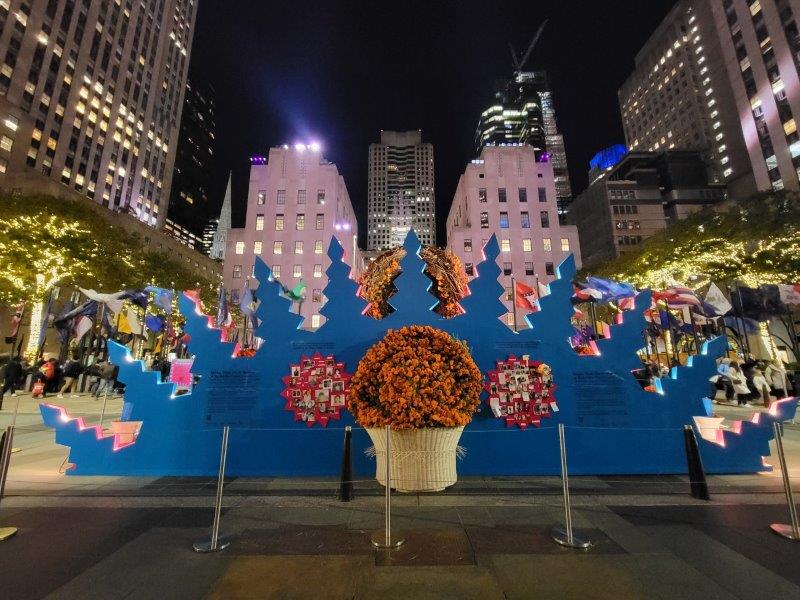 Day of the Dead Ofrenda at Rockefeller Center by Night