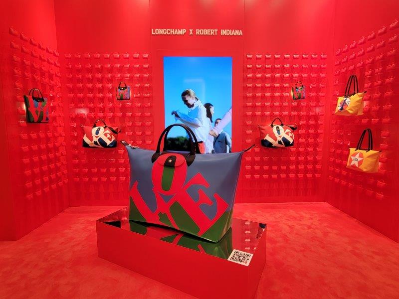 Longchamp x Robert Indiana collaboration at the Fifth Avenue flagship store