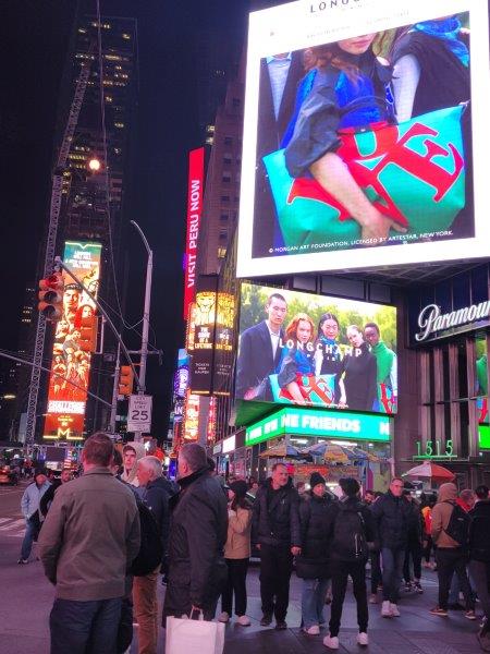 Long Champ x Robert Indiana ads in Times Square