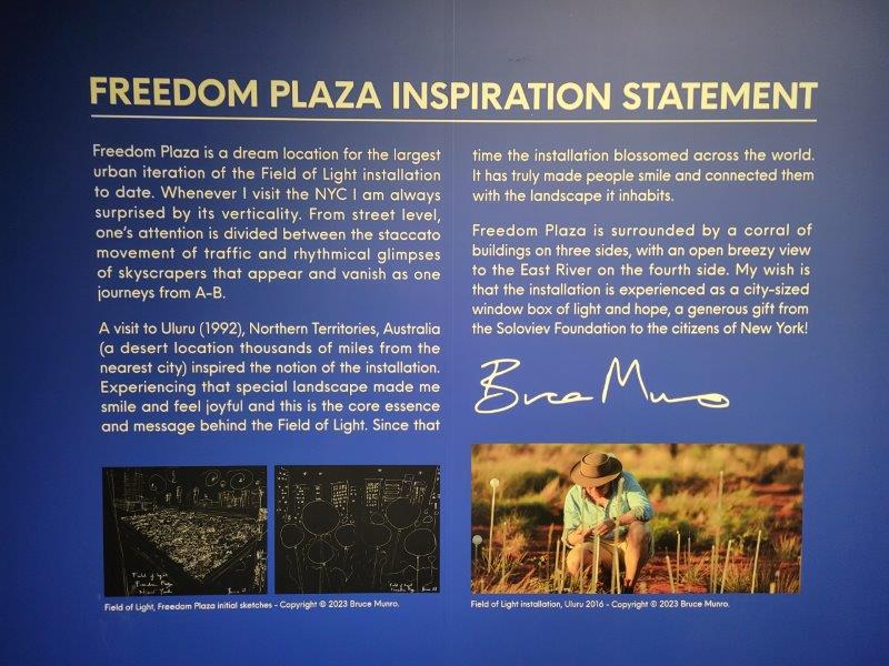 Freedom Plaza Inspiration Statement by Bruce Munro