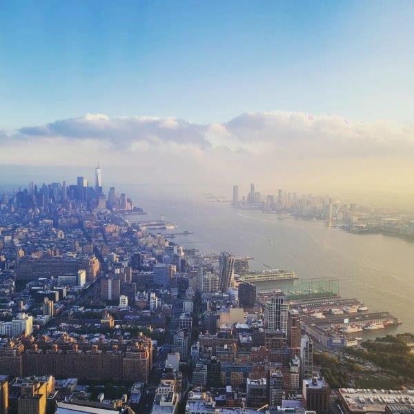 View of downtown NYC from an observation deck