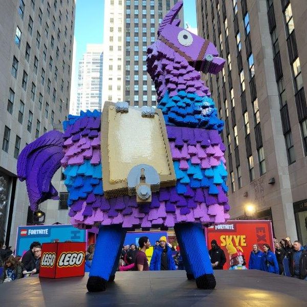 Lego Supply Llama for the LEGO Fortnite Event in NYC