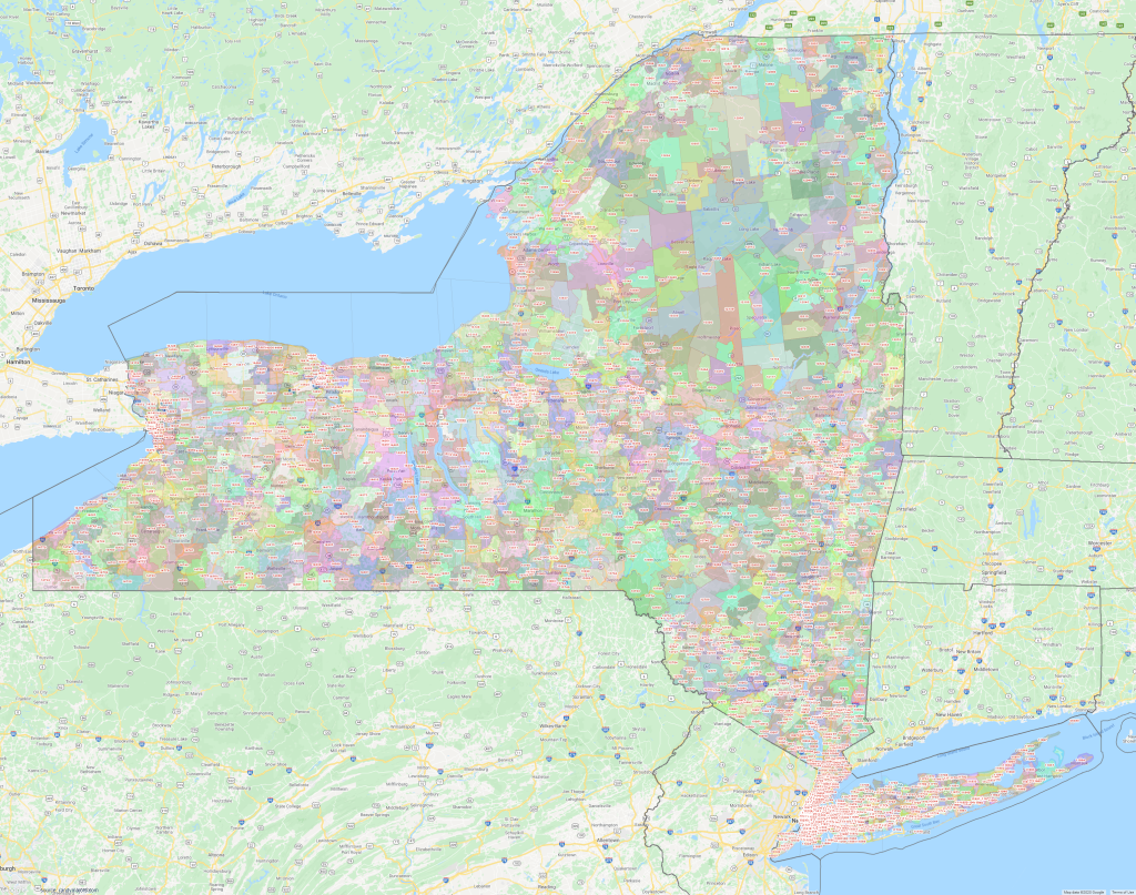 Map of the State of New York Zip Codes