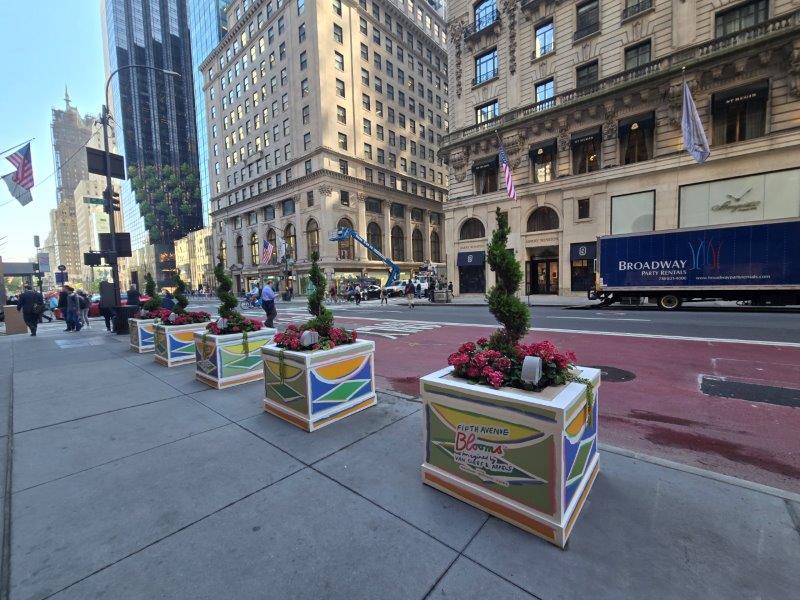 Flower arrangements lining the avenue 