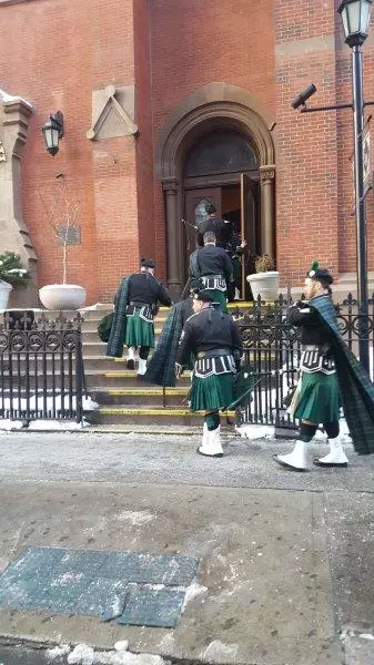 St Patrick's Day celebrations at Holy Cross Church on 42nd Street