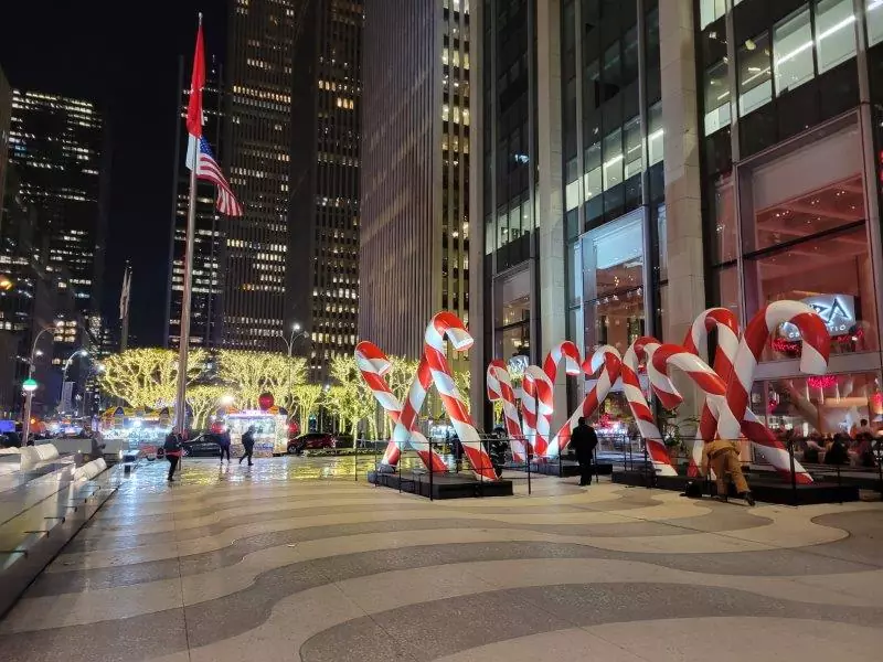 Giant candy canes on sixth avenue